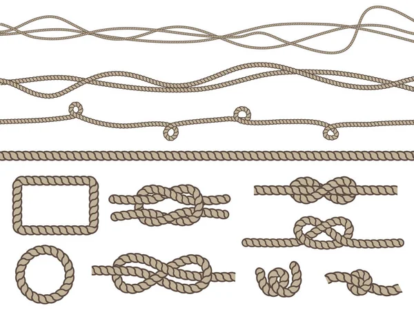 Raccolta vettoriale di corde ed elementi di corda — Vettoriale Stock