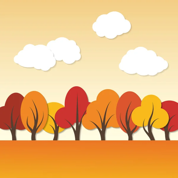 Vector Otoño Papel Apliques Paisaje — Archivo Imágenes Vectoriales