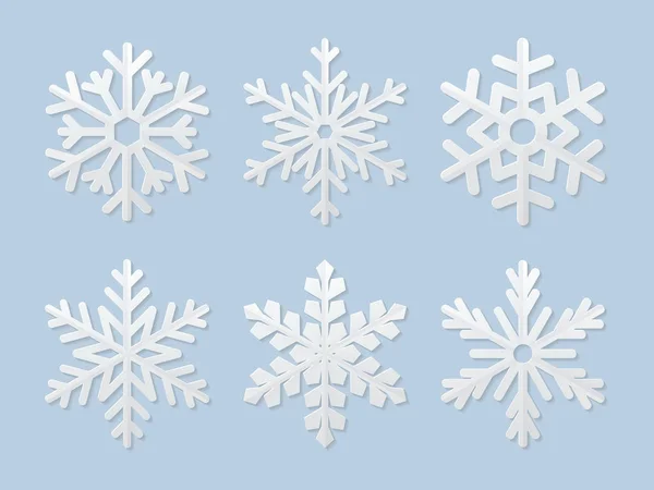 Conjunto Copos Nieve Papel Vectorial — Vector de stock