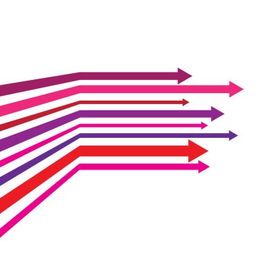 Beyaz arkaplanda renkli oklarla vektör illüstrasyonu