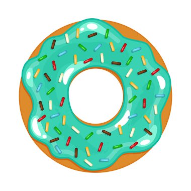 Beyaz arkaplanda renkli gerçekçi çöreğin vektör çizimi