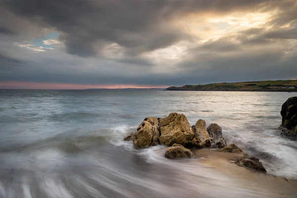 Pôr Sol Dunworley Beach Costa Sul Irlanda — Fotografia de Stock