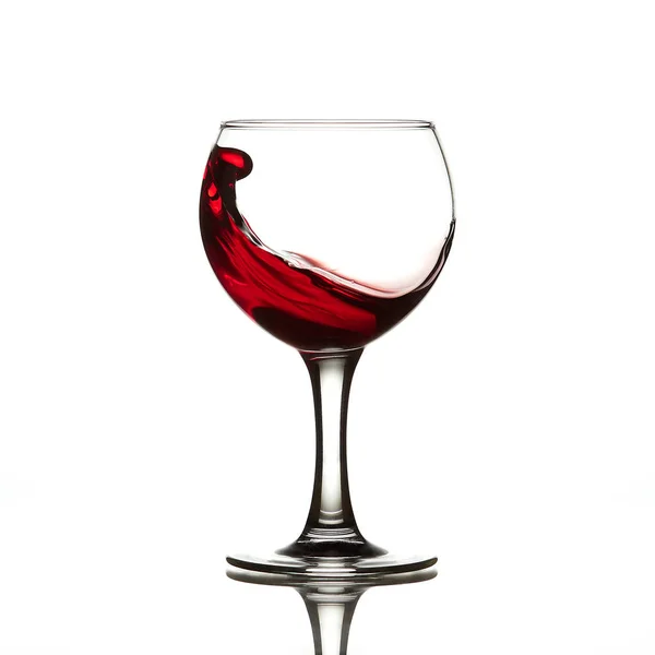 Vidro Vinho Respingo Fundo Branco — Fotografia de Stock