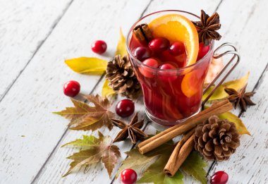 Mulled kızılcık elma şarabı.