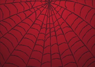Örümcek ağı kırmızı arka plan. Vektör illüstrasyon tasarımı