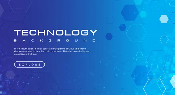 Banner Tecnología Concepto Fondo Cielo Azul Con Efectos Luz Vector — Vector de stock