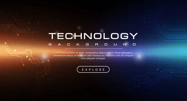 Technologie Banner Dunkelblaues Hintergrundkonzept Mit Lichteffekten Illustrationsvektor — Stockvektor