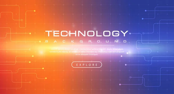 Technologie Banner Orange Blau Hintergrundkonzept Mit Lichteffekten Illustrationsvektor — Stockvektor