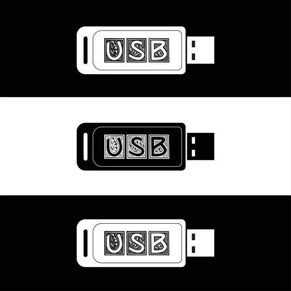 Usb Jednotky Flash Palci Paměť Flash Jednotka Usb Design Černá — Stockový vektor