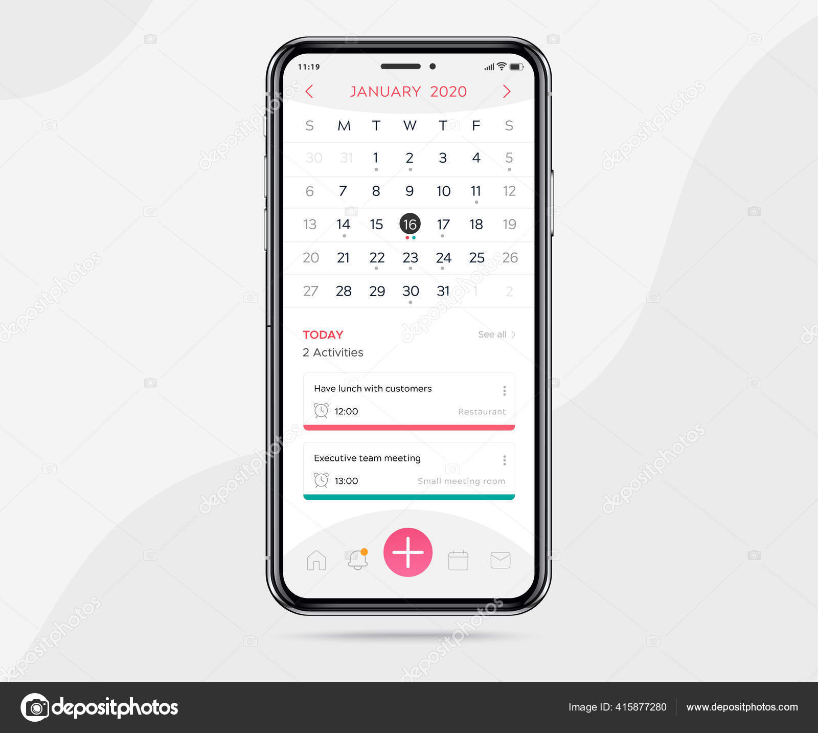 conceito de aplicativo planejador de calendário smartwatch, relógio  calendário de atividades ui ux, aplicativo de reunião