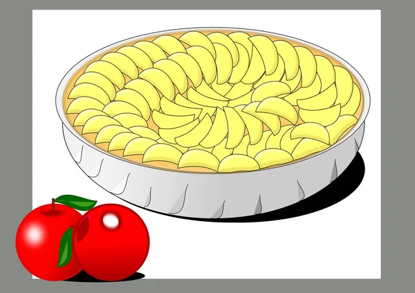 Apfelkuchen Form Mit Dem Motiv Von Zwei Roten Und Gesunden lizenzfreie Stockbilder