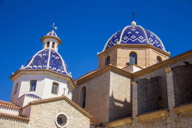 Altea eski şehir, İspanya mavi kubbeli bir kilise.