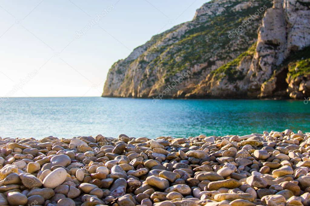 La Granadella beach in Javea, Spain, on a sunny day