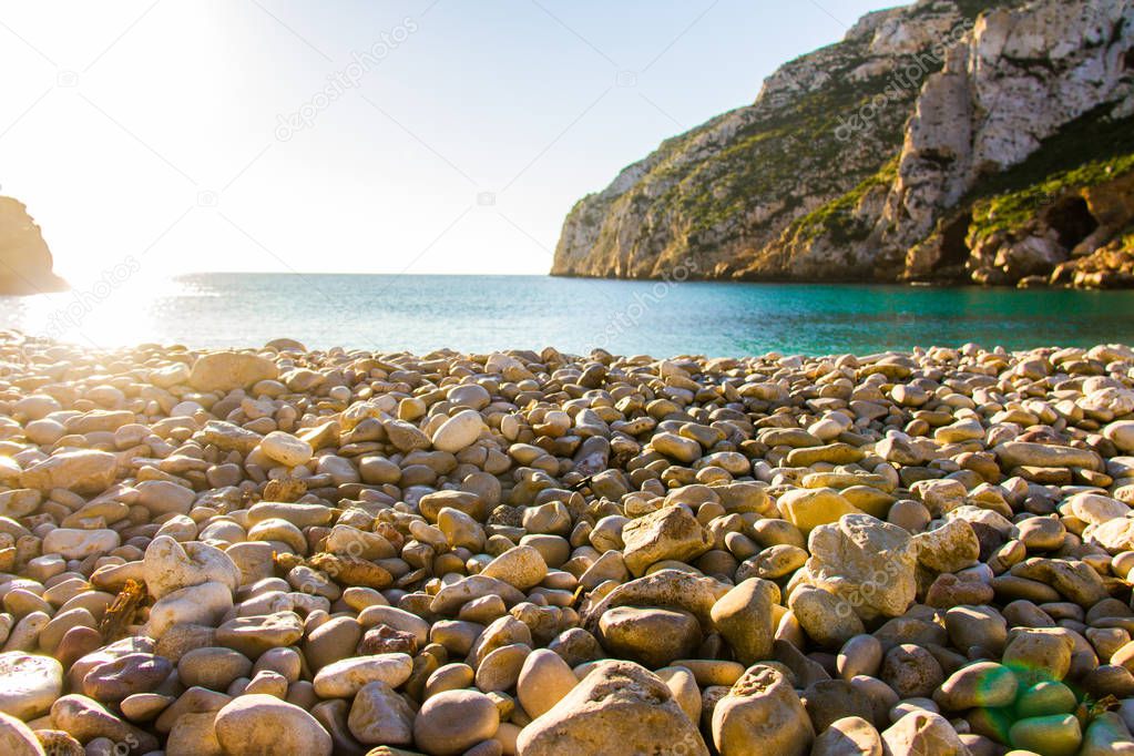 La Granadella beach in Javea, Spain, on a sunny day