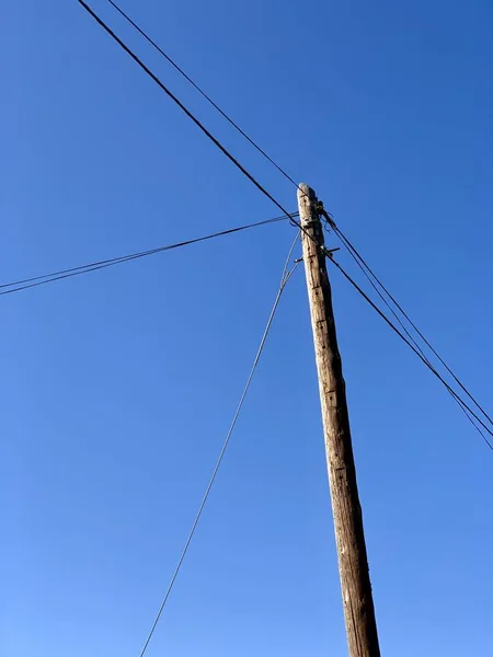 Antiguo Poste Teléfono Aislado Cielo Azul — Foto de Stock