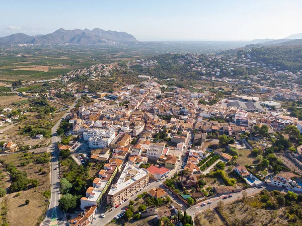 Spanya Nın Alicante Kentindeki Orba Köyünün Hava Manzarası Arka Planda — Stok fotoğraf