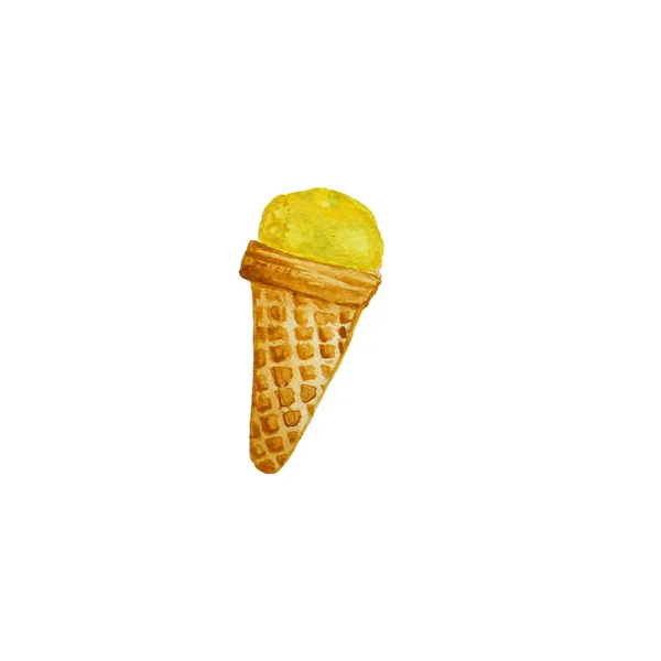 Watercolor Hand Drawn Lemon Ice Cream — Stock Photo, Image