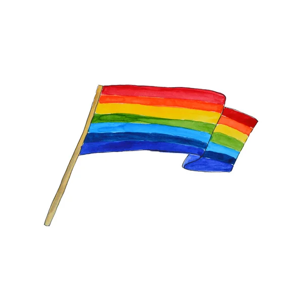 レズビアンゲイのために着色された虹の水彩ハートLgbtプライドフラグ — ストック写真