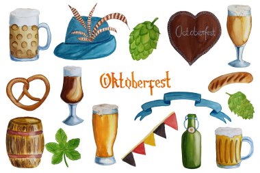 Oktoberfest set with elements, symbols and icons collection. wat clipart