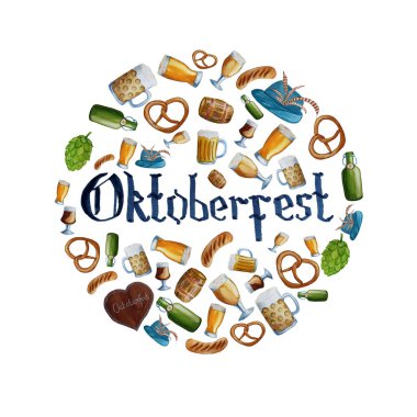 oktoberfest afiş veya afiş tasarım şablonu, suluboya el dr