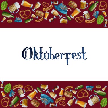 oktoberfest afiş veya afiş tasarım şablonu, suluboya el dr