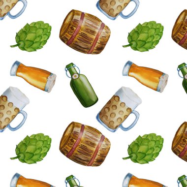 Oktoberfest suluboya el çizilmiş desen