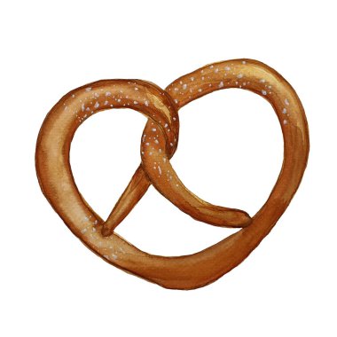 Beyaz arka planda tuz lu Alman simiti. Suluboya el 