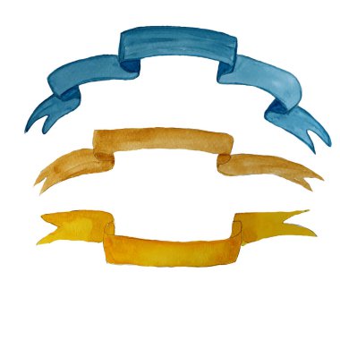 Metin için suluboya el çizilmiş şeritler afiş kümesi. Şablon