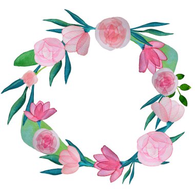 Suluboya çiçekleri seti. Çiçek ve terk çiçek koleksiyonu