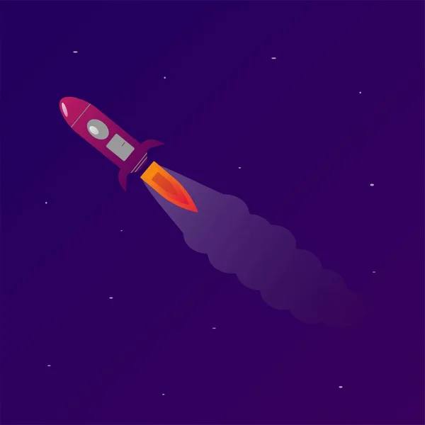 Rocket in space, colorful illustration, concept of the universe — Stock Vector