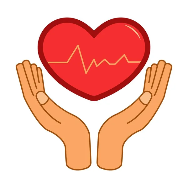 Καρδιά Στα Χέρια Θέμα Της Ιατρικής Της Θεραπείας Και Της — Διανυσματικό Αρχείο