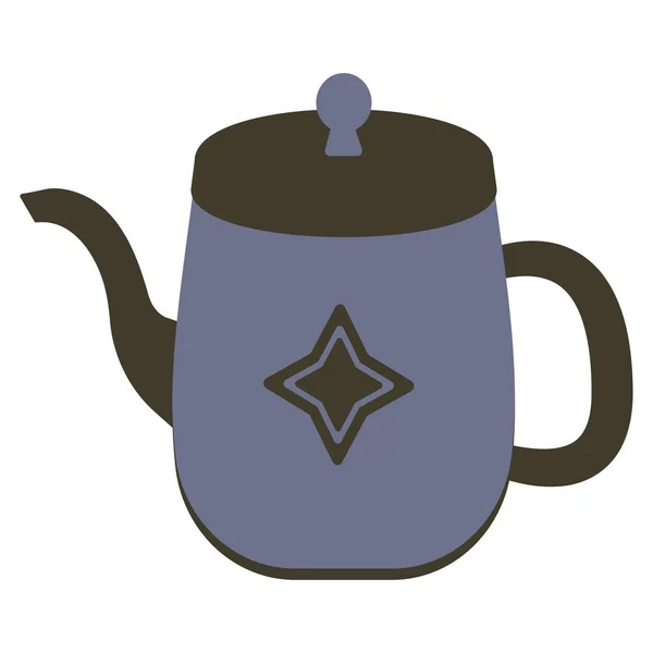 Синій стильний чайник наклейка ілюстрація — стоковий вектор