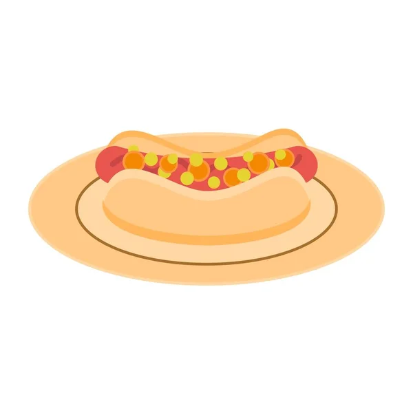 Hot dog di piring 2 - Stok Vektor