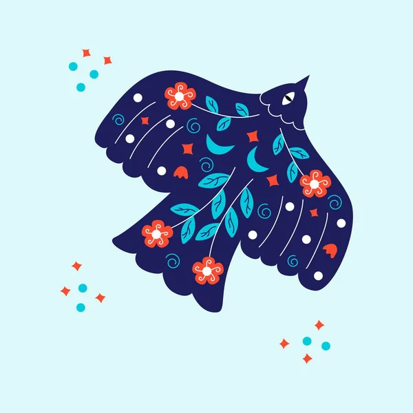 Çiçeklerle Süslenmiş Mavi Kuş Güvercini Yapraklarla Süslenmiş Dallar Açık Arkaplanda Vektör Grafikler