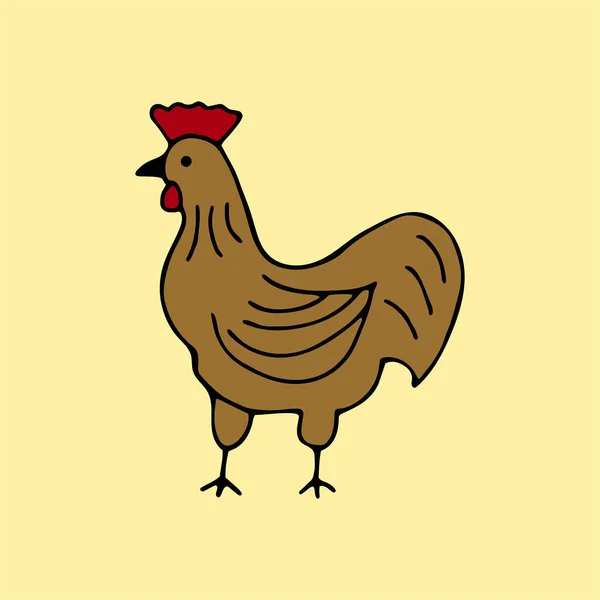 Haan Loopt Kleurrijke Vector Illustratie Huisvogel Veehouderij Landelijk Leven Landbouw — Stockvector