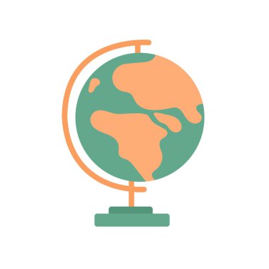 Kürsüde bir dünya. Okulda coğrafya dersi için model. Düz biçimde izole edilmiş vektör illüstrasyonu