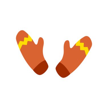 Hoş, sıcak eldivenler. Kahverengi renk. Kış aksesuarları. Çizgi film vektörü izole