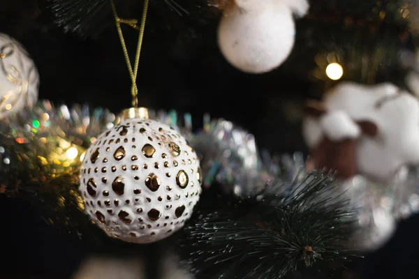 Closeup Toy Decorated Christmas Tree — Stock Photo, Image