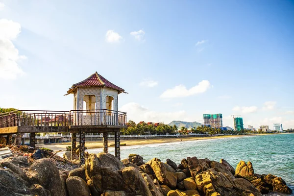 Vue Aérienne Plage Quy Nhon Avec Une Ligne Rivage Incurvée — Photo