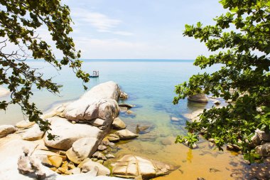 Oğlu ada, Kien Giang, Vietnam kumsalda. Phu Quoc Adası