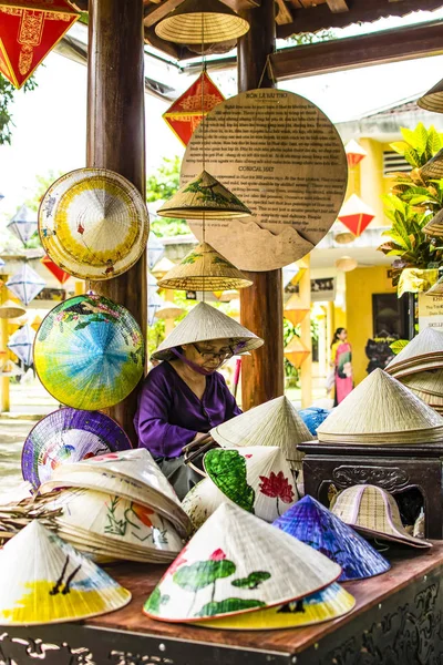 Hue Vietnam Aprile 2018 Varietà Cappelli Cappelli Cappelli — Foto Stock