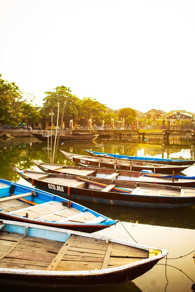 Hoi Quang Nam Vietnam Aprile 2018 Barche Lungo Fiume Nell — Foto Stock