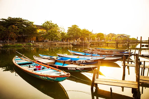 Hoi Quang Nam Vietnam Aprile 2018 Barche Lungo Fiume Nell — Foto Stock