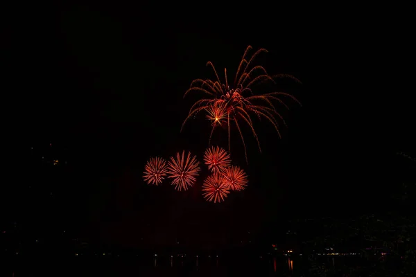 Fogos Artifício Ano Novo Contra Céu — Fotografia de Stock