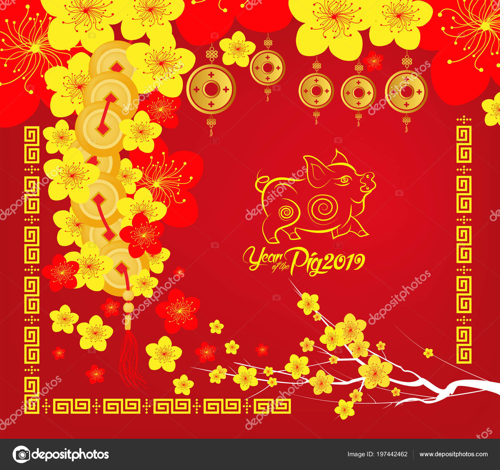 Happy Chinese New Year 2019 Card Year Pig Stock Vector Happy Chinese New Year 2019 Card Year Pig Stock Vector