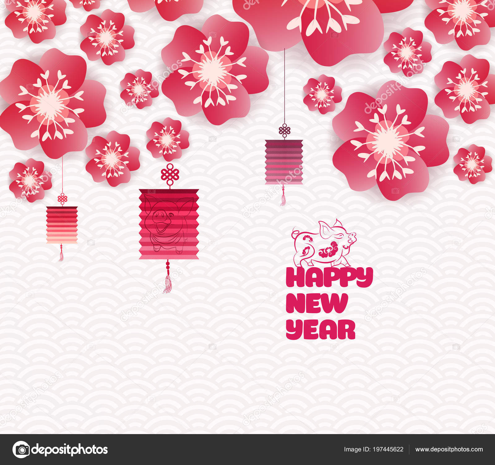 Chinese New Year 2019 Background Blooming Sakura Branches Stock