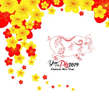 Oryantal mutlu Çin yeni yıl 2019. Domuz 201918.epstitle yılı / Description250