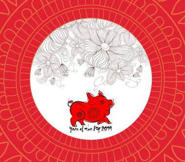 Çin yeni yılı desen arka plan ile çiçek. Domuz yılı