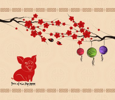 Çin yeni yılı 2019 arka plan ile domuz 