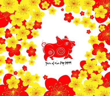 Çin yeni yılı şablon arka plan. Yıl 2019 domuz